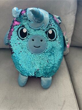 BNWT Shimmeez Blue & Pink Flip Sequined Unicorn 14 inches
